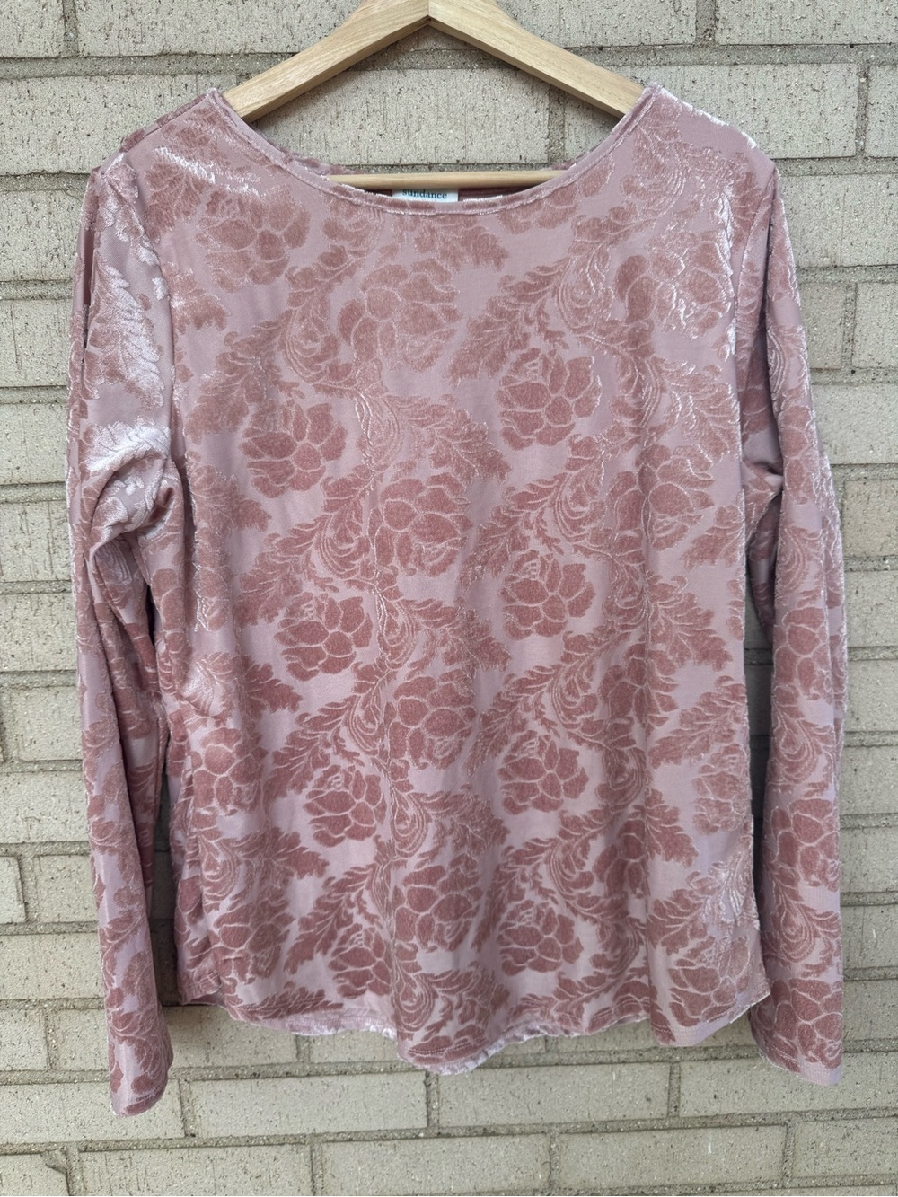 Sundance Dusty Rose Pink Burnout Floral Long-Sleeve Top XL
